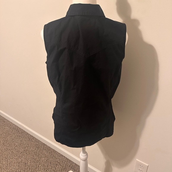 Carhartt Black Sleeveless Button-Down Vest Shirt with White Pearl Buttons Size L - Picture 4 of 7
